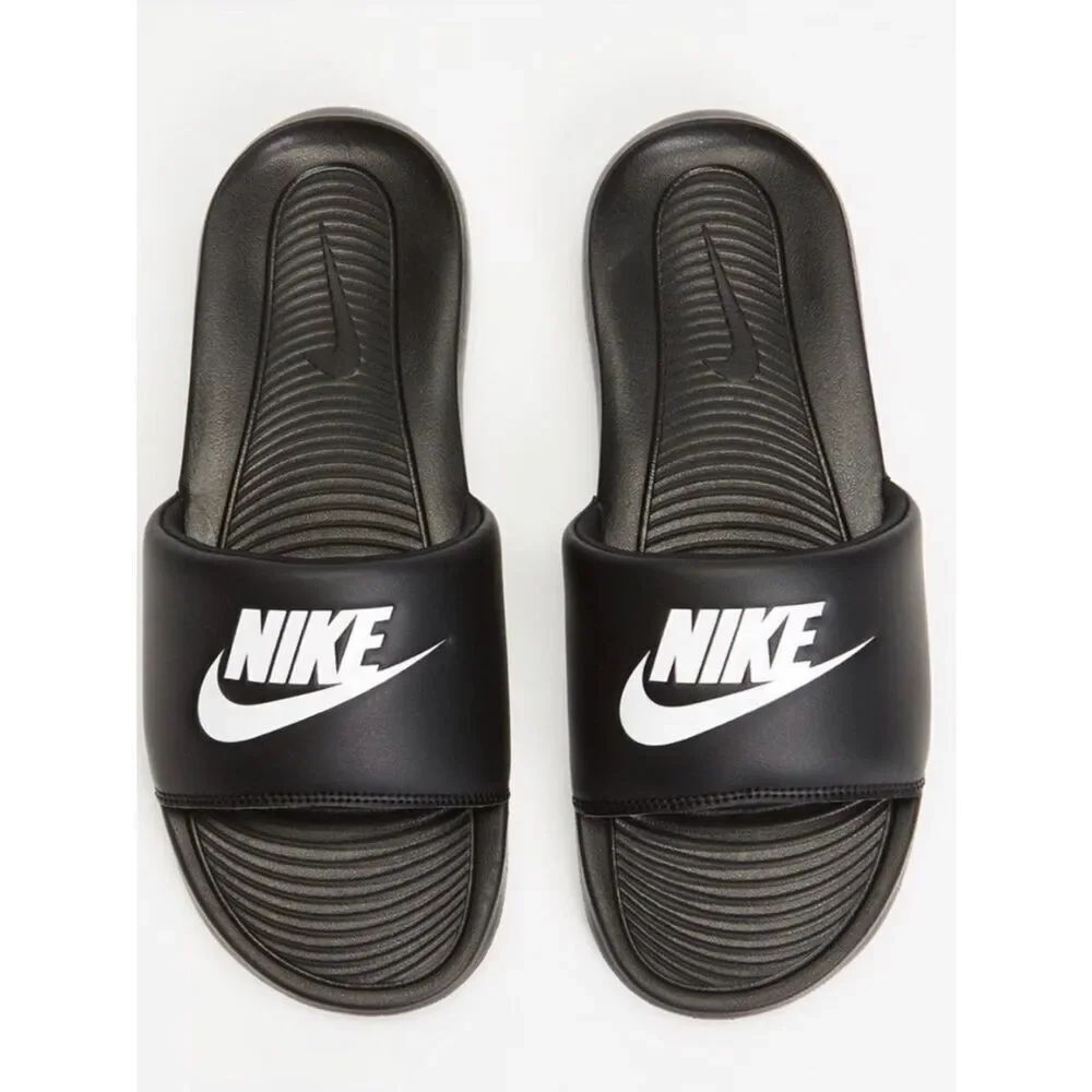 NIKE VICTORI ONE SLIDE BLACK / WHITE BLACK SLIDES SLIDE ON SANDAL size 12